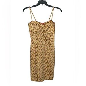 Fredericks Of Hollywood Vintage Baby Doll Dress Yellow Floral Cotton Pin Up